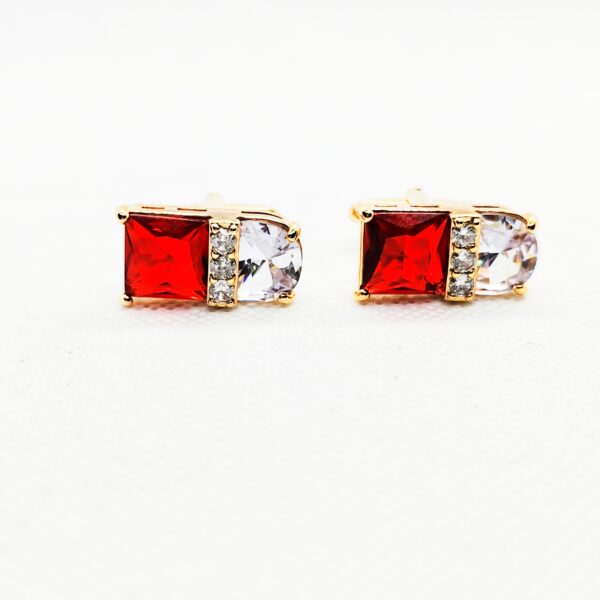Red Square Crystal Cufflinks - Image 2