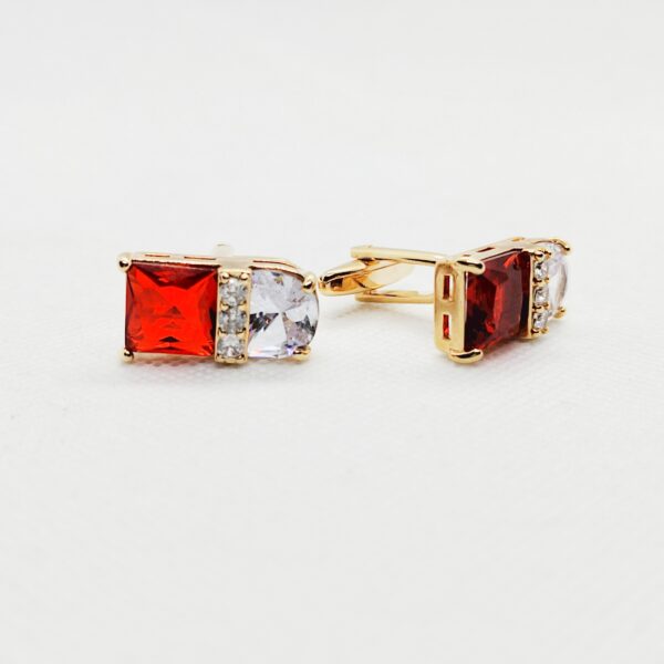 Red Square Crystal Cufflinks - Image 3