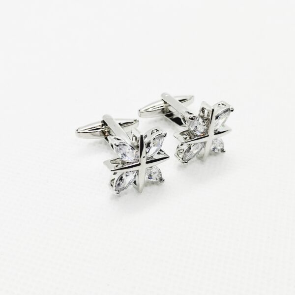 Diamond Flower Ring Cufflinks - Image 2