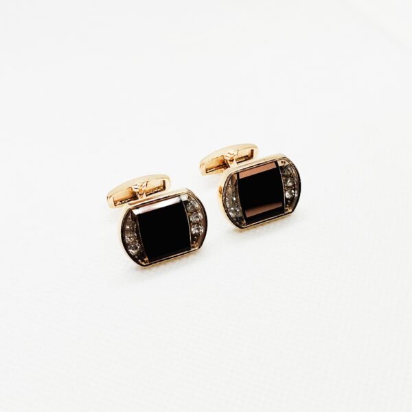 Elegant Square Black Crystal Cufflinks