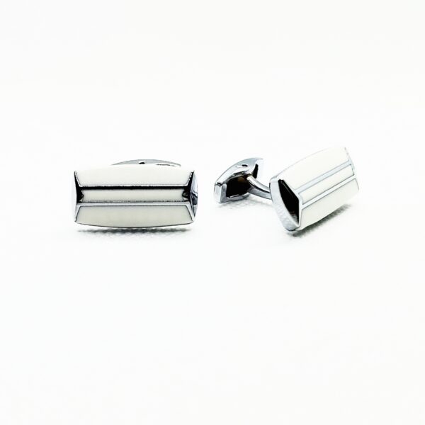 Dual White Ice Cateye Silver Cufflinks - Image 2