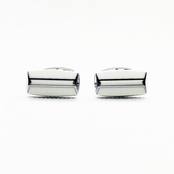 Dual White Ice Cateye Silver Cufflinks - Image 3