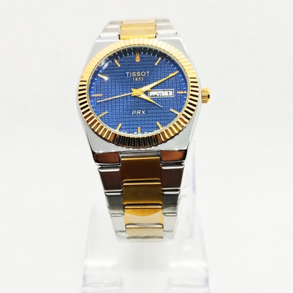 Tissot PRX Silver Gold With Blue Textured Dial Watch